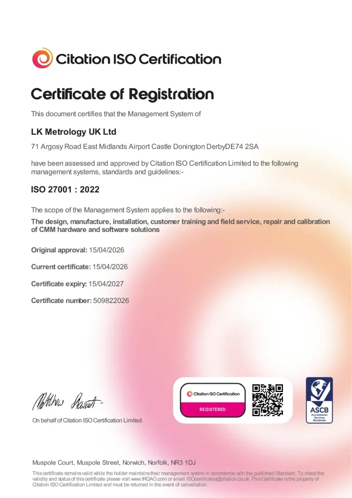 ISO 27001 Certificate LK Metrology